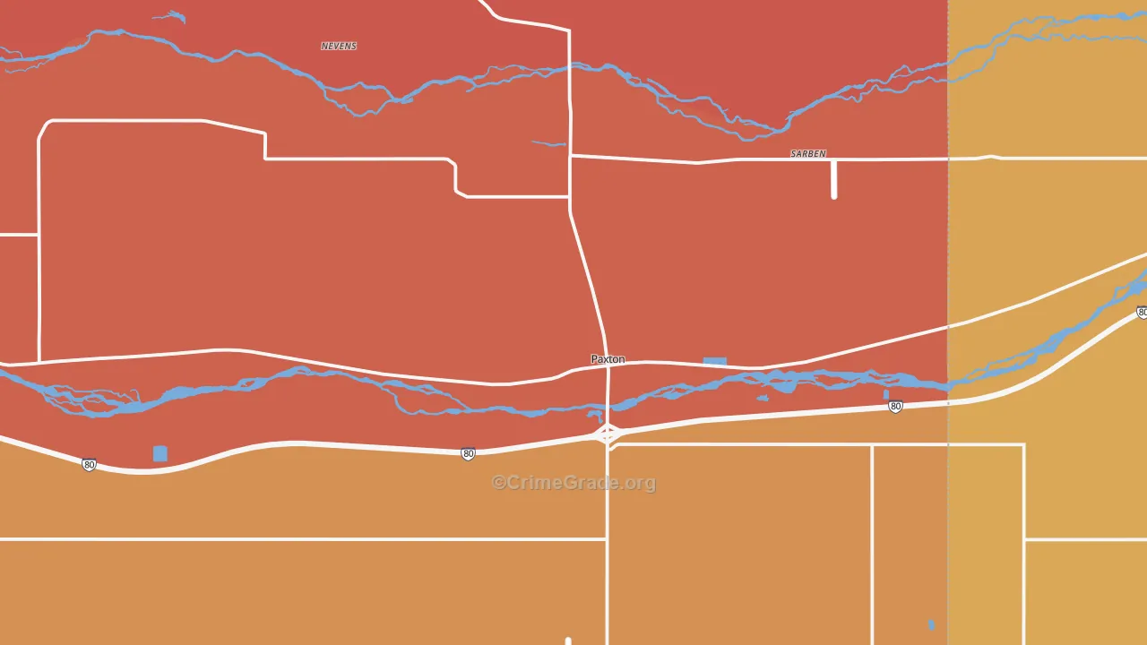 Paxton, NE Map of Robbery Rates
