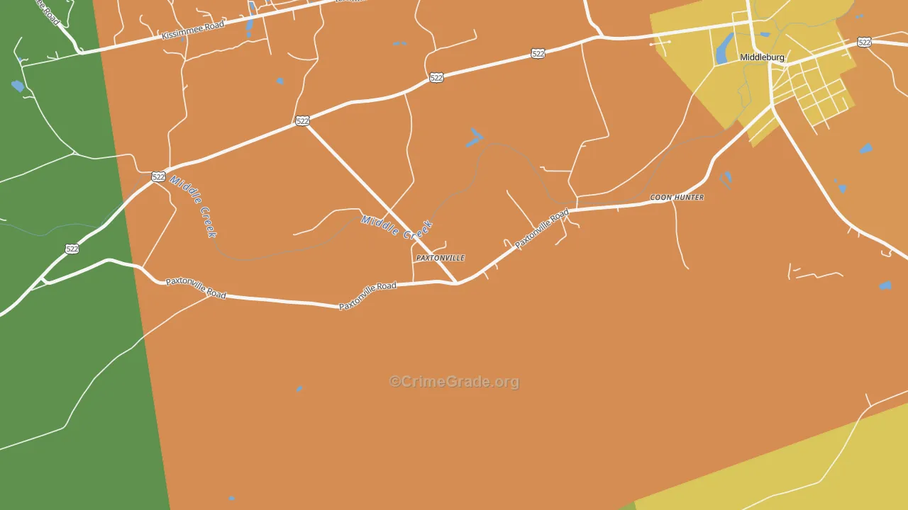 Paxtonville, PA Map of Robbery Rates