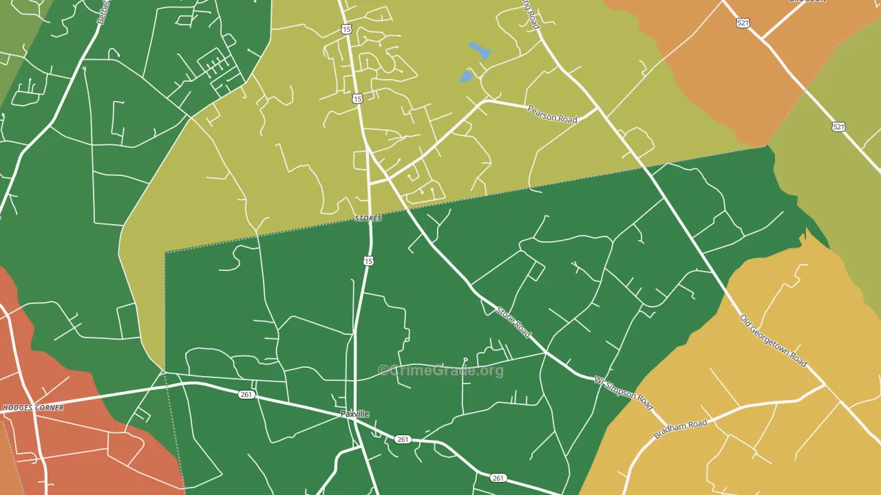 Paxville, SC Map of Robbery Rates