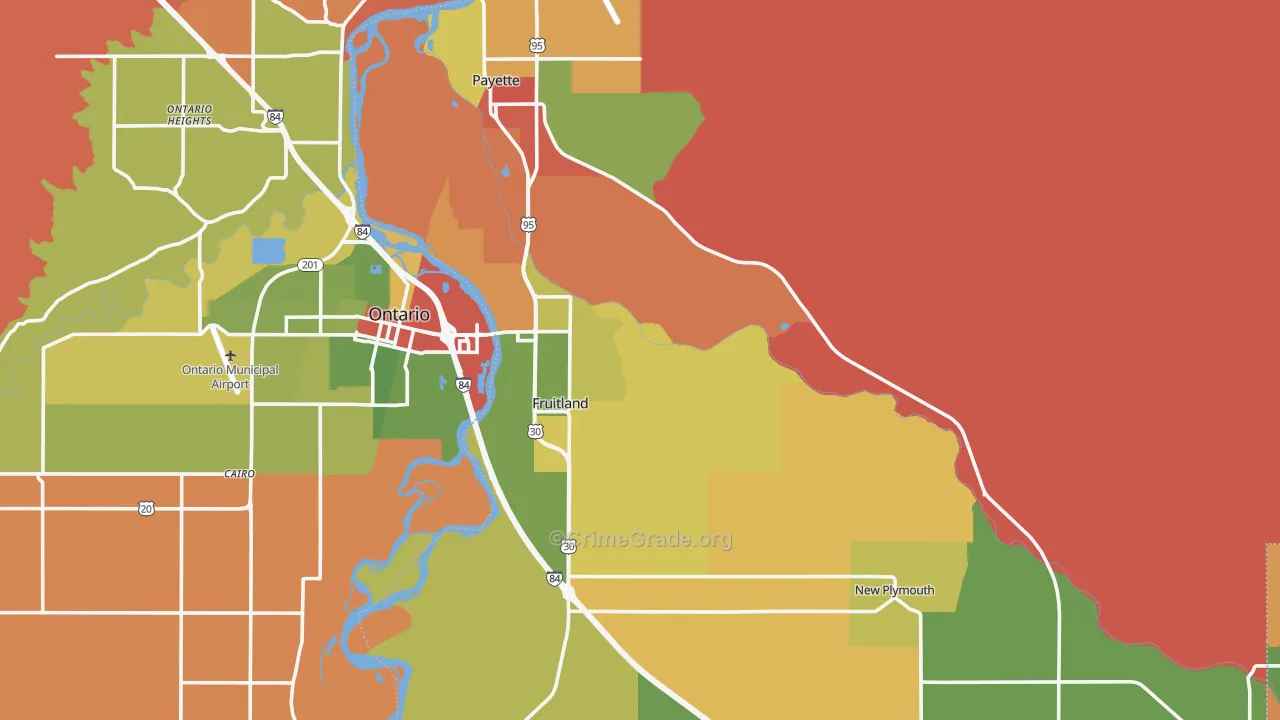 Payette County, ID Map of Robbery Rates