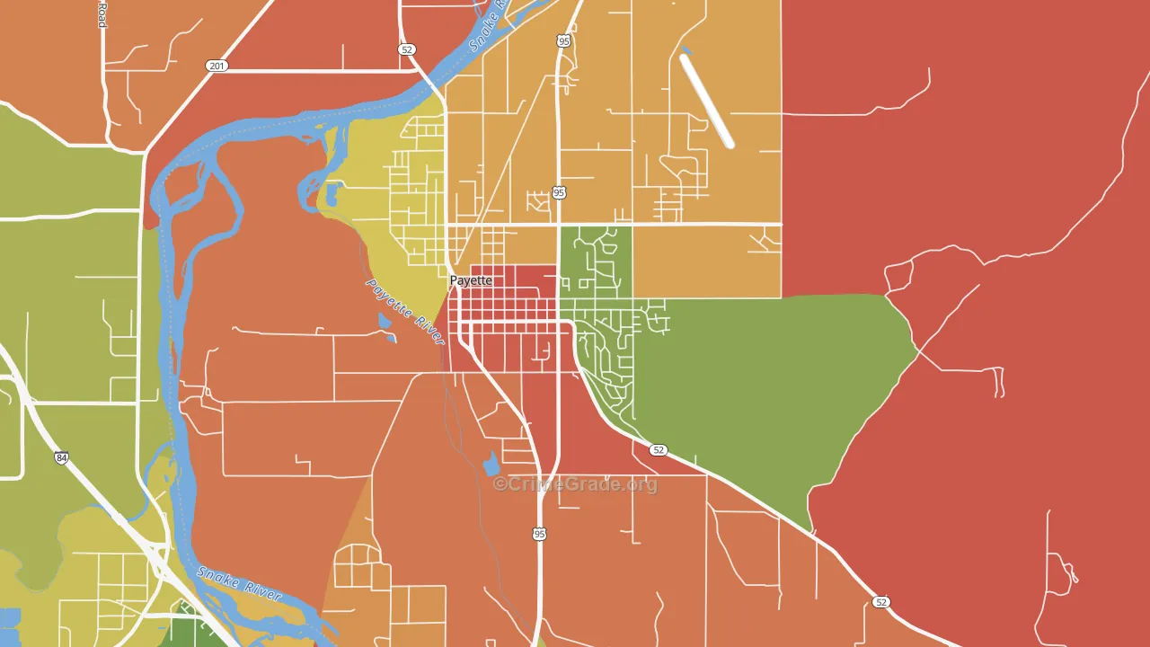 Payette Heights, Payette, ID Map of Robbery Rates