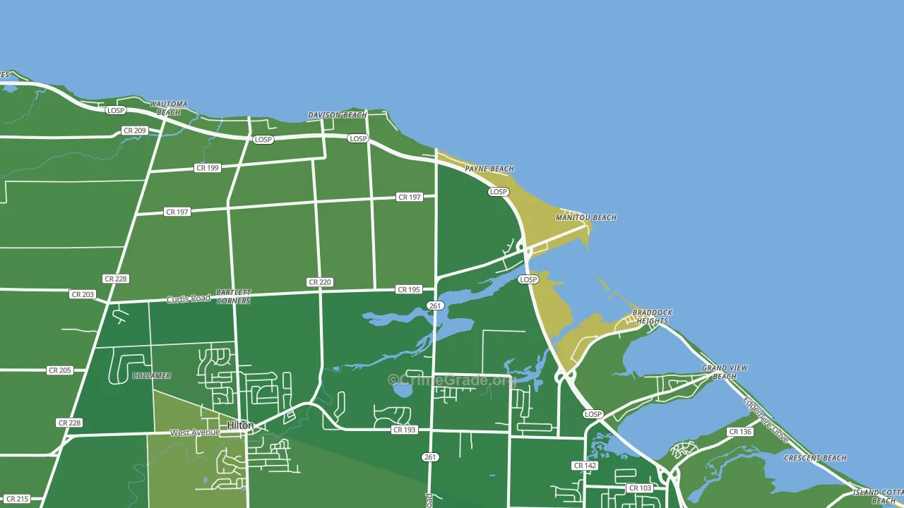 Payne Beach, NY Map of Robbery Rates