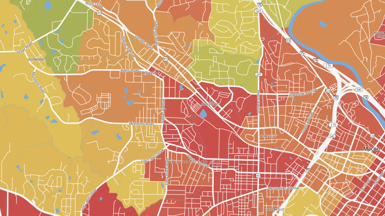 Payne, GA Map of Robbery Rates