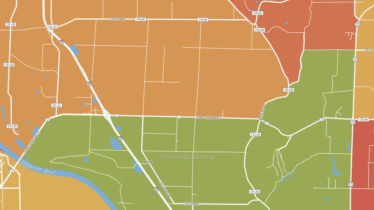 Payne, IA Map of Robbery Rates