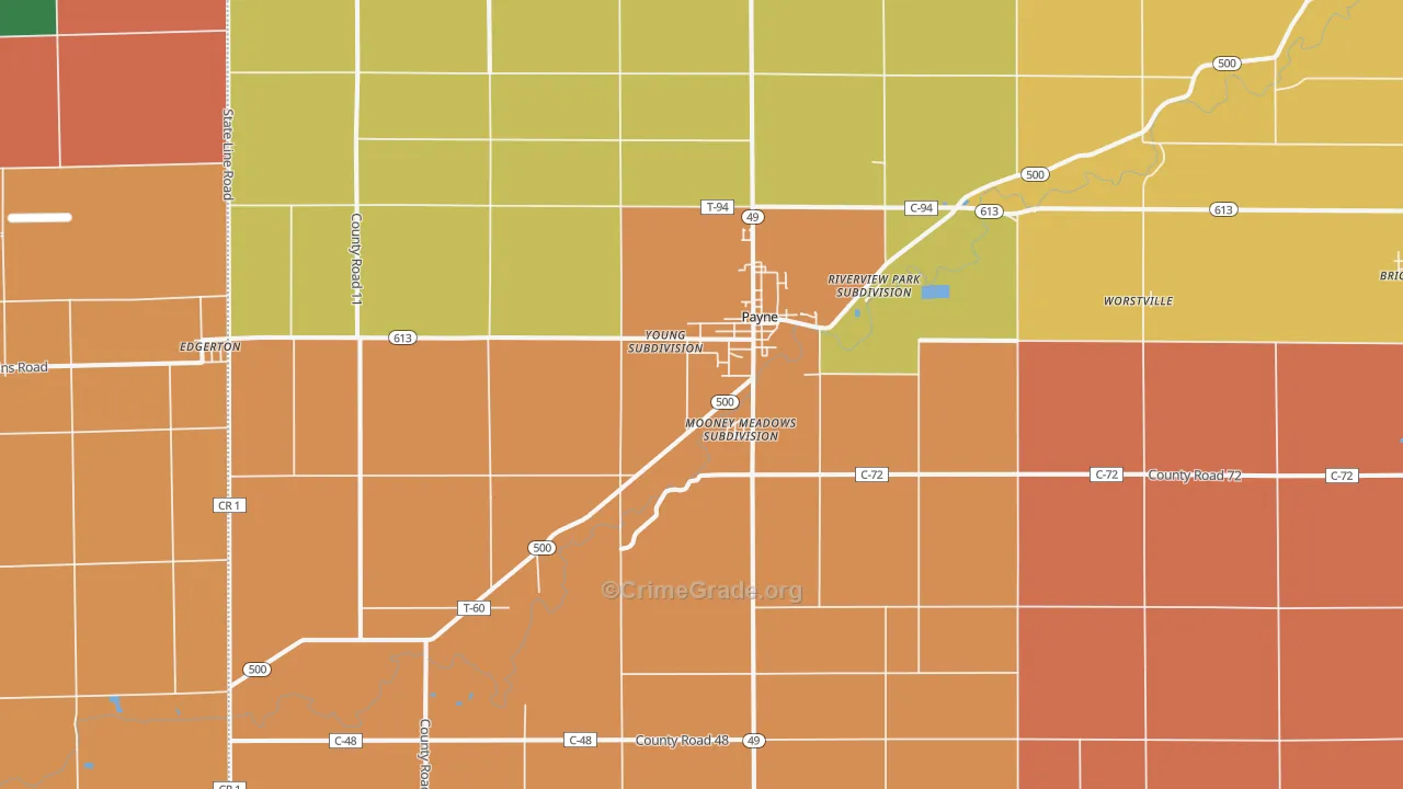 Payne, OH Map of Robbery Rates