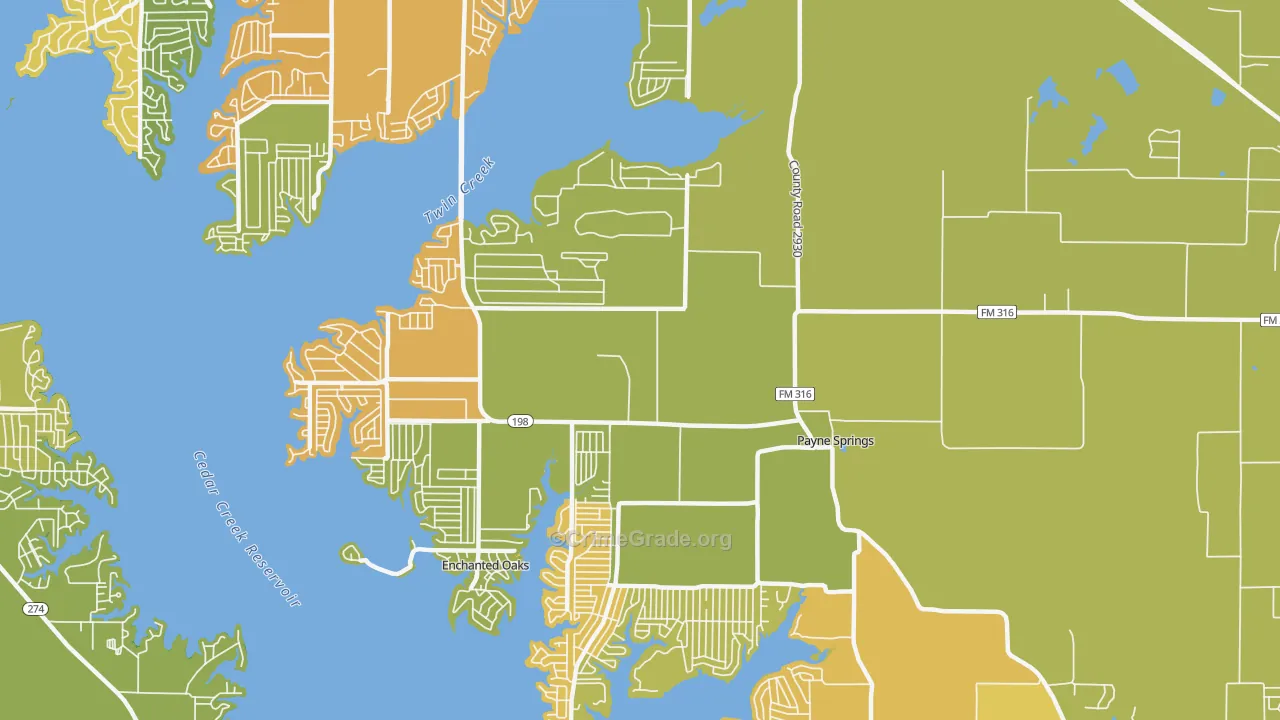 Payne Springs, TX Map of Robbery Rates