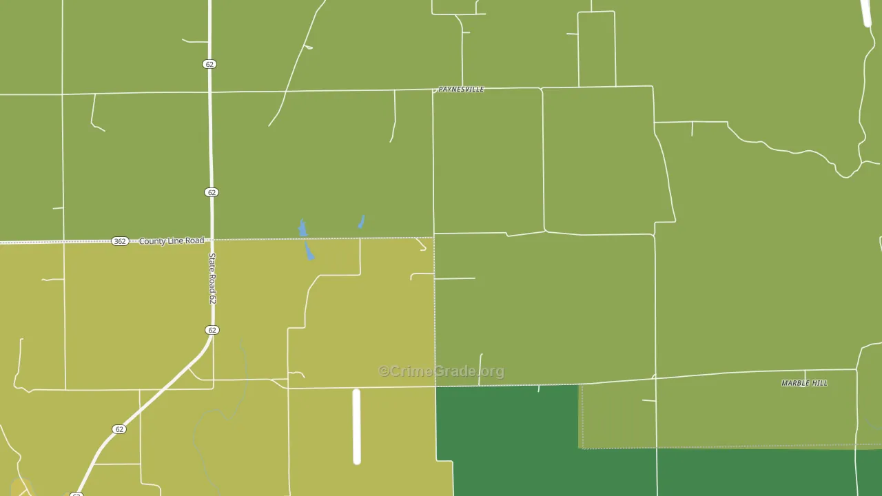 Paynesville, IN Map of Robbery Rates