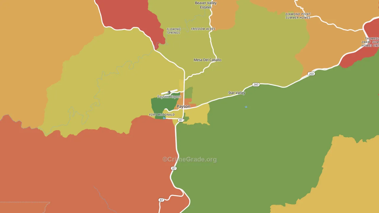 Payson, AZ Map of Robbery Rates