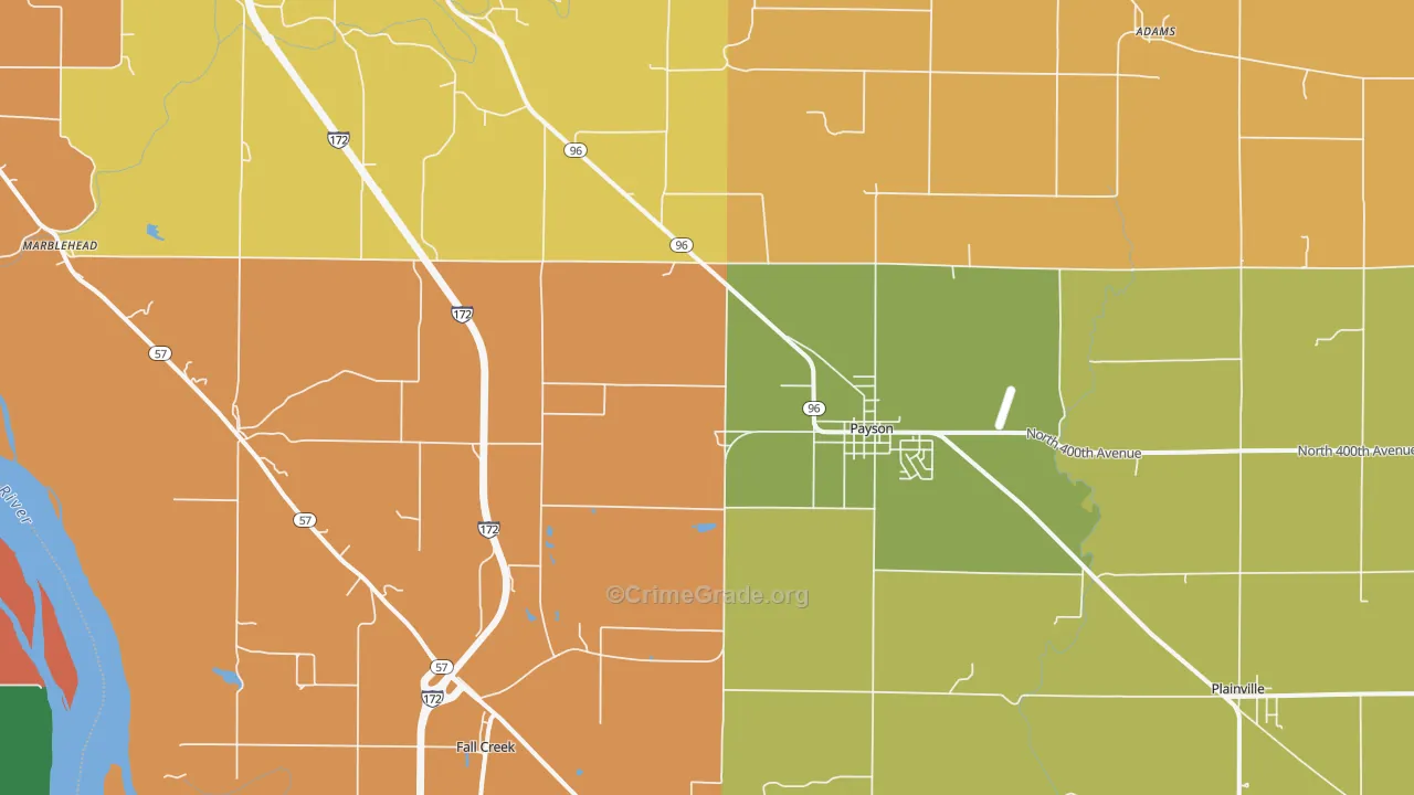 Payson, IL Map of Robbery Rates