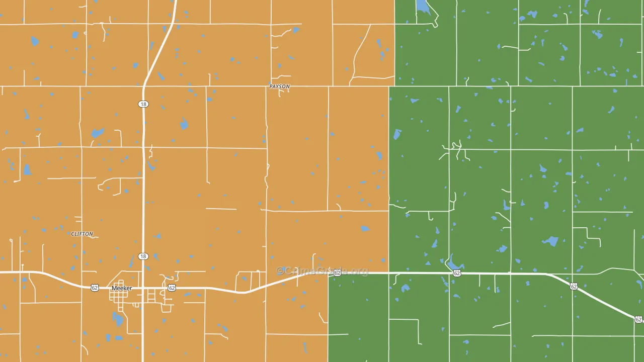Payson, OK Map of Robbery Rates