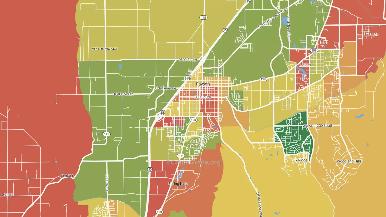 Payson, UT Map of Robbery Rates