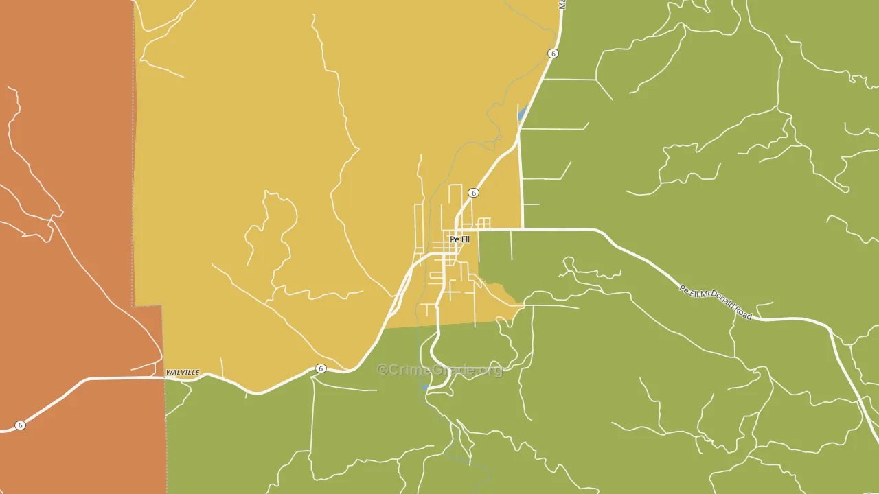 Pe Ell, WA Map of Robbery Rates