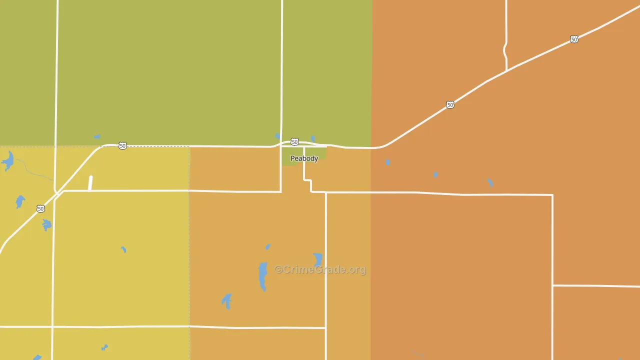 Peabody, KS Map of Robbery Rates