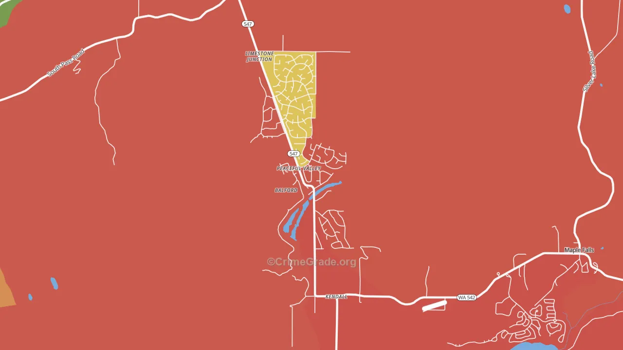 Peaceful Valley, WA Map of Robbery Rates