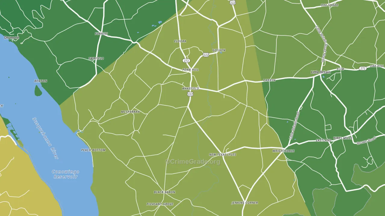 Peach Bottom, PA Map of Robbery Rates