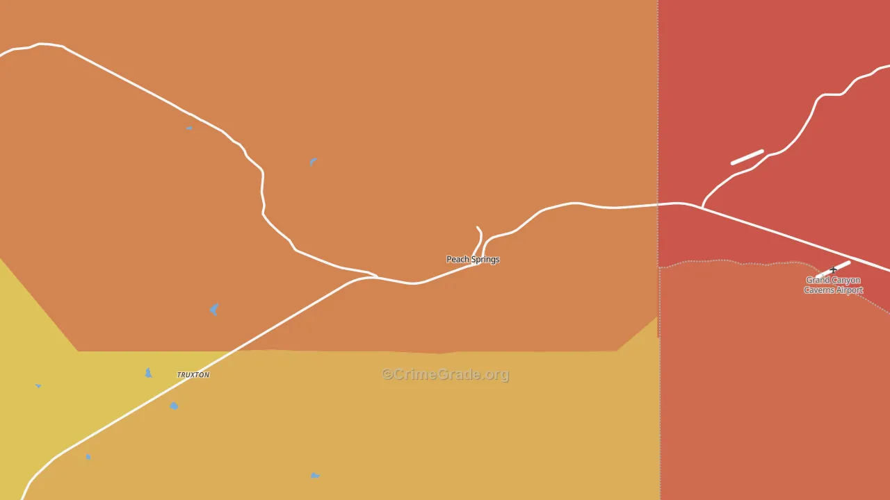 Peach Springs, AZ Map of Robbery Rates