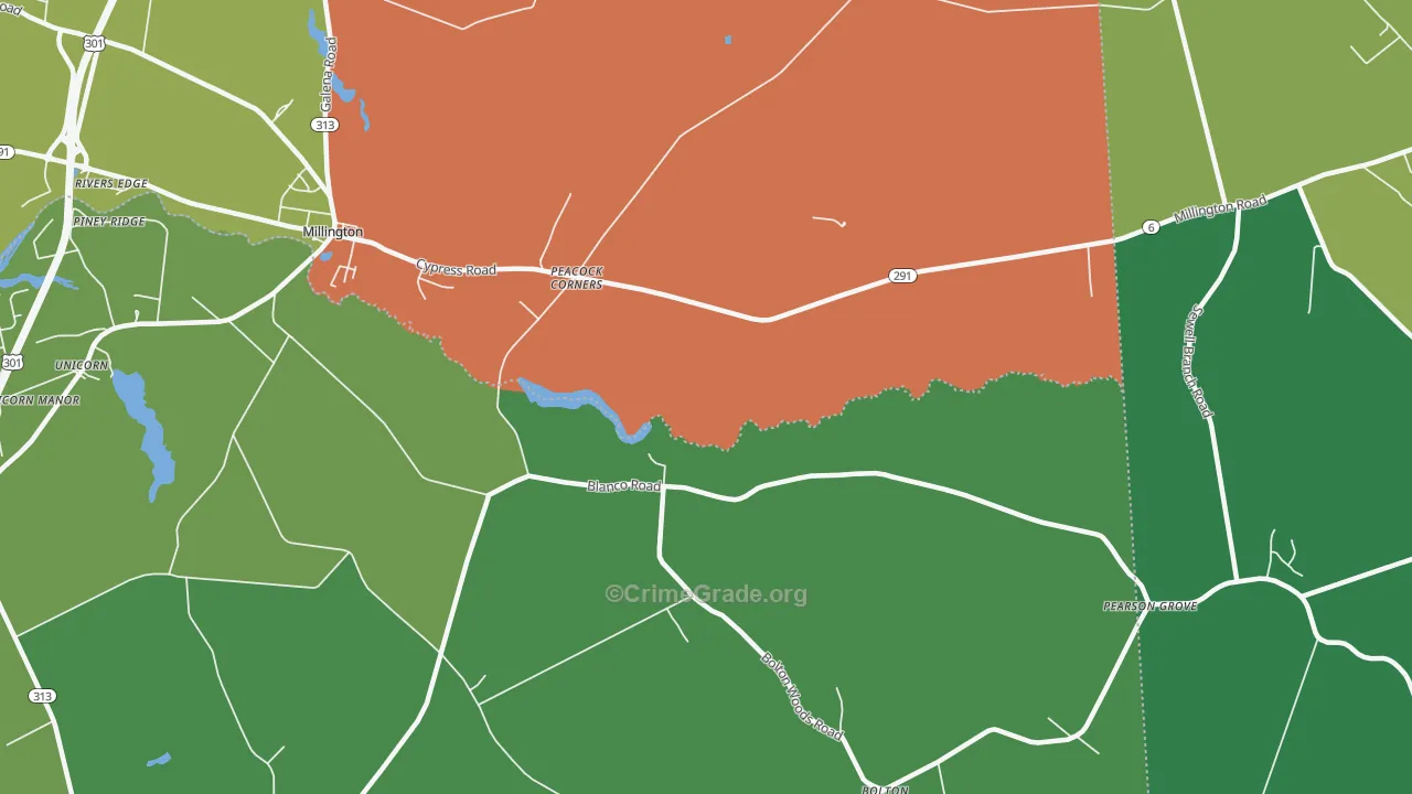 Peacock Corners, MD Map of Robbery Rates