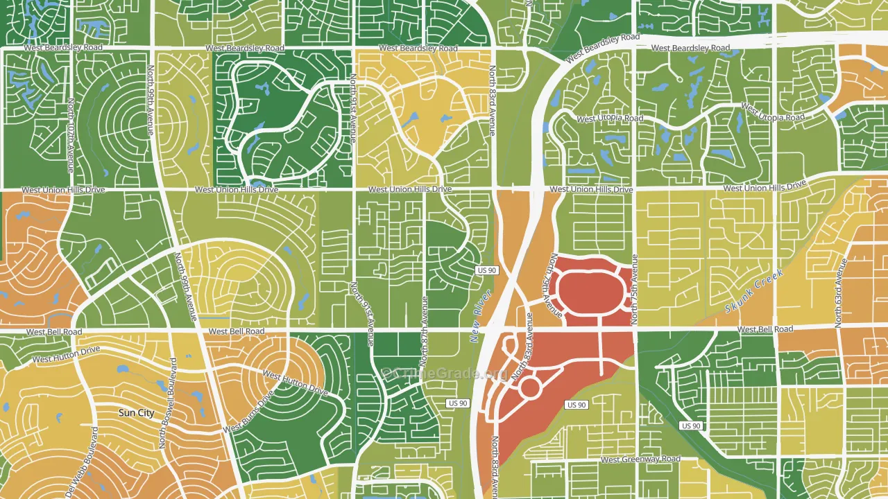 Peacock Village, Peoria, AZ Map of Robbery Rates