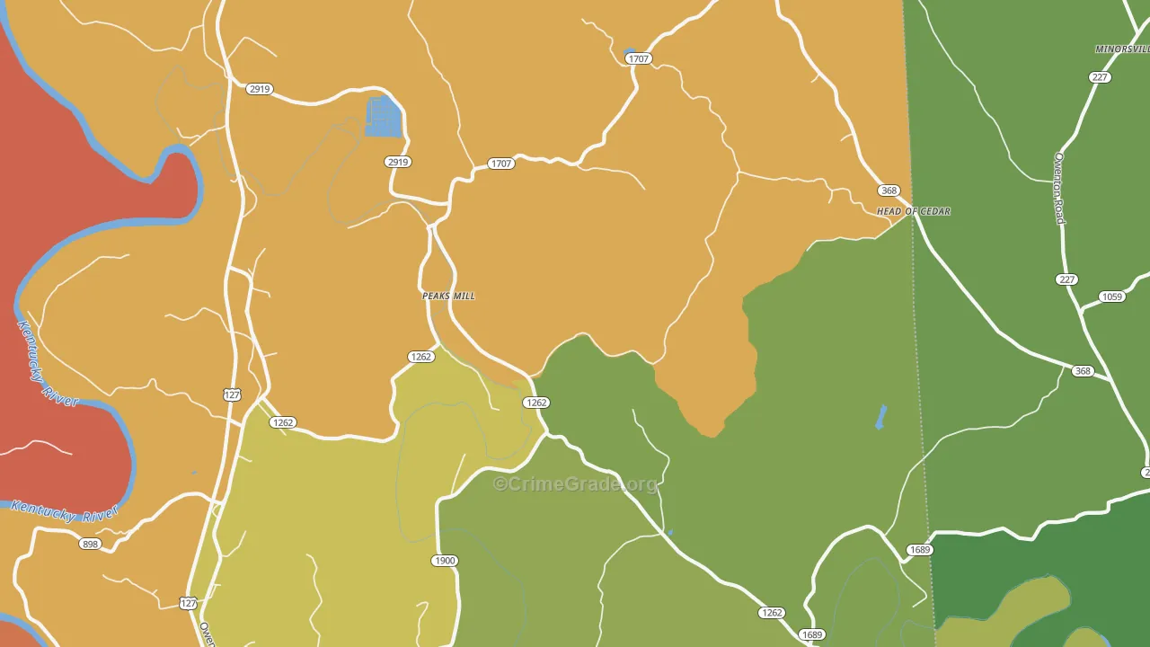 Peaks Mill, KY Map of Robbery Rates