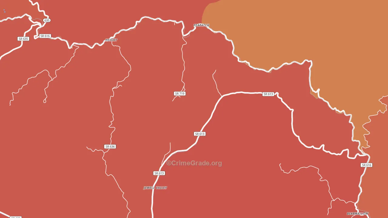 Peapatch, VA Map of Robbery Rates
