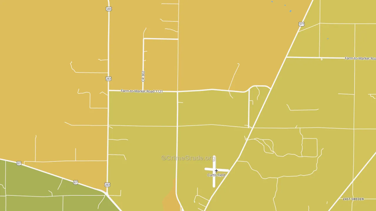 Pear Valley, TX Map of Robbery Rates