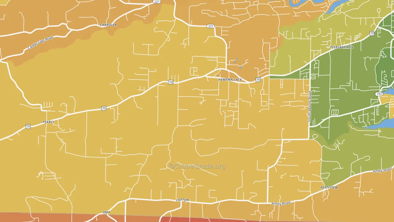 Pearcy, AR Map of Robbery Rates
