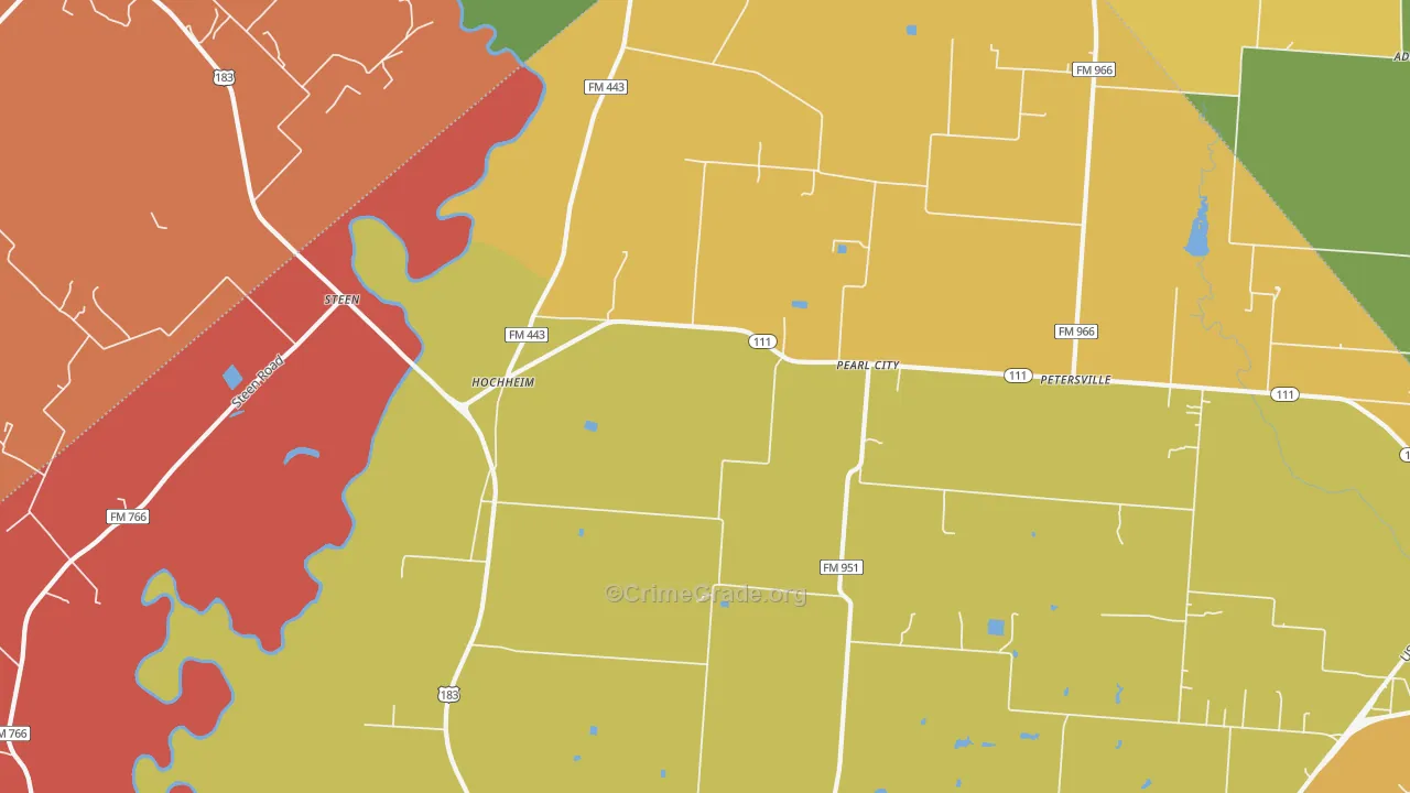 Pearl City, TX Map of Robbery Rates