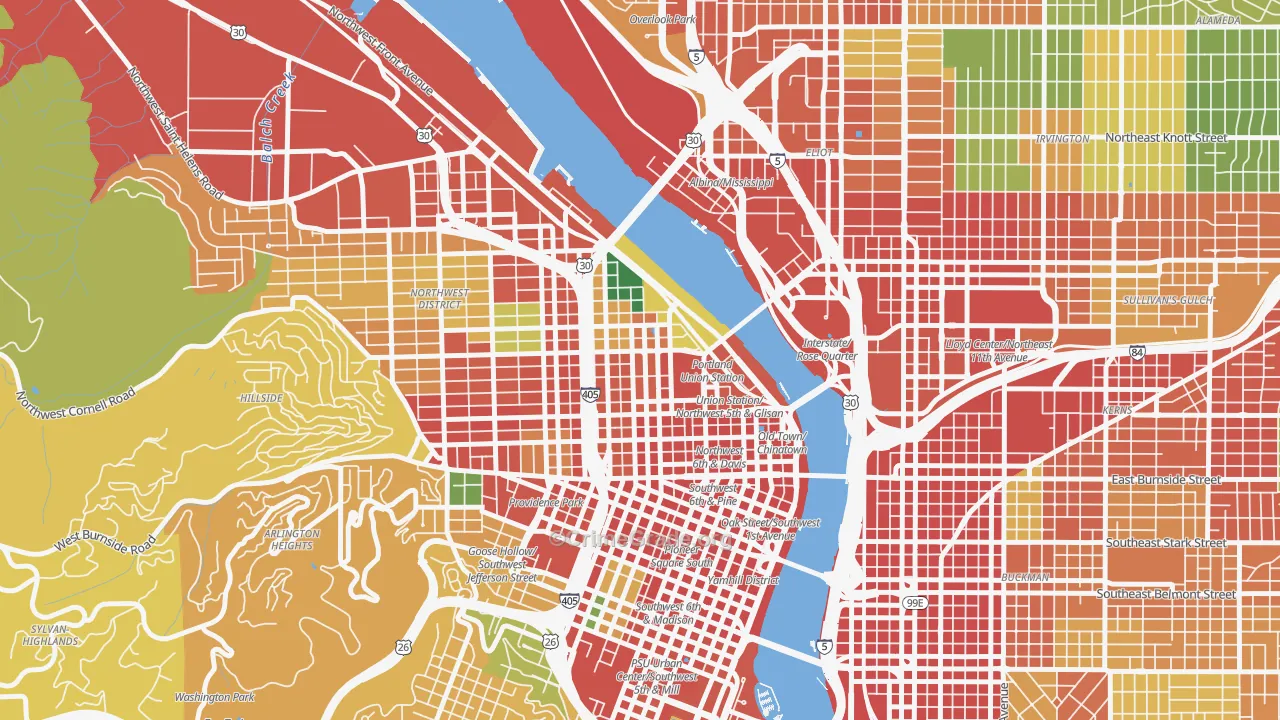 Pearl District, Portland, OR Map of Robbery Rates
