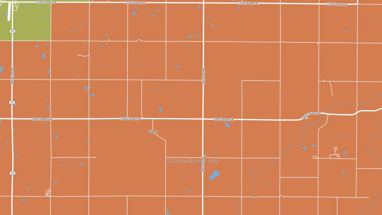 Pearl, KS Map of Robbery Rates