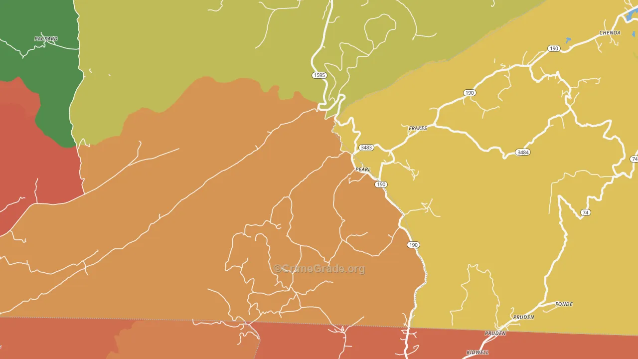 Pearl, KY Map of Robbery Rates
