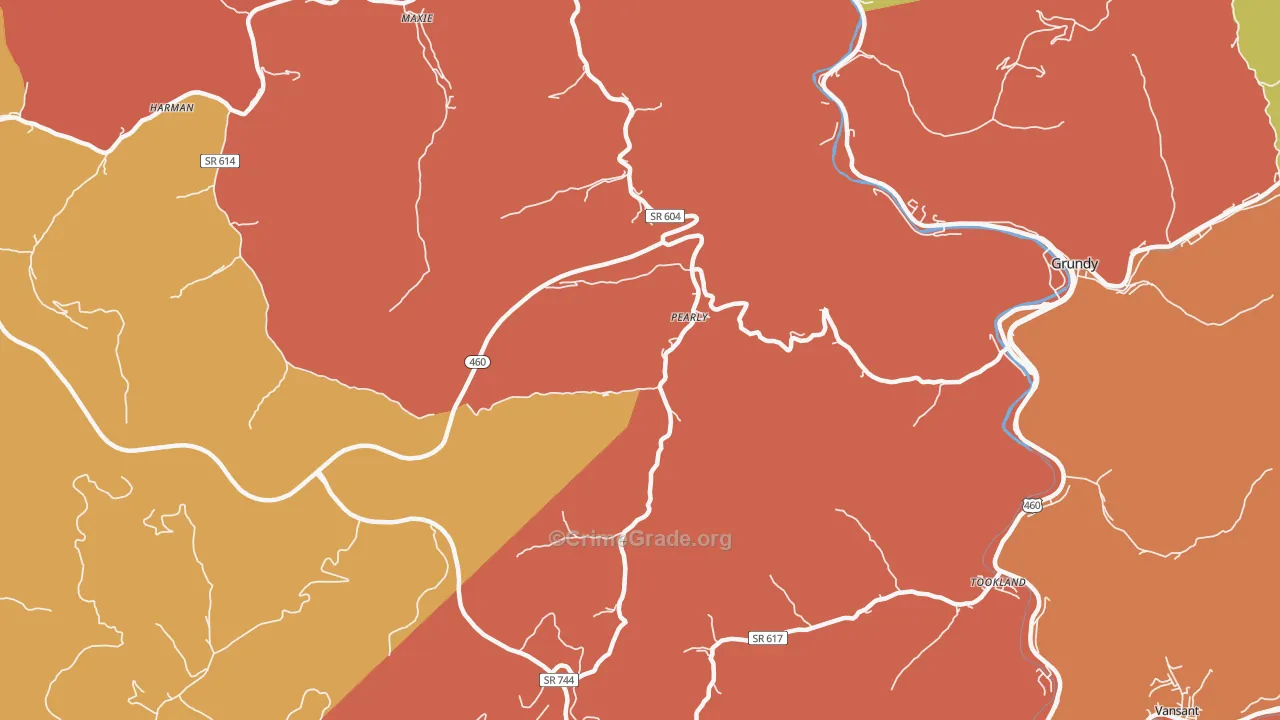 Pearly, VA Map of Robbery Rates