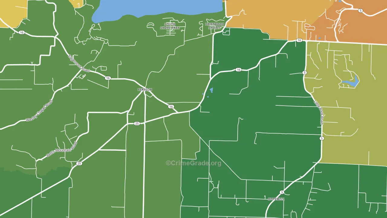 Pearson, AR Map of Robbery Rates