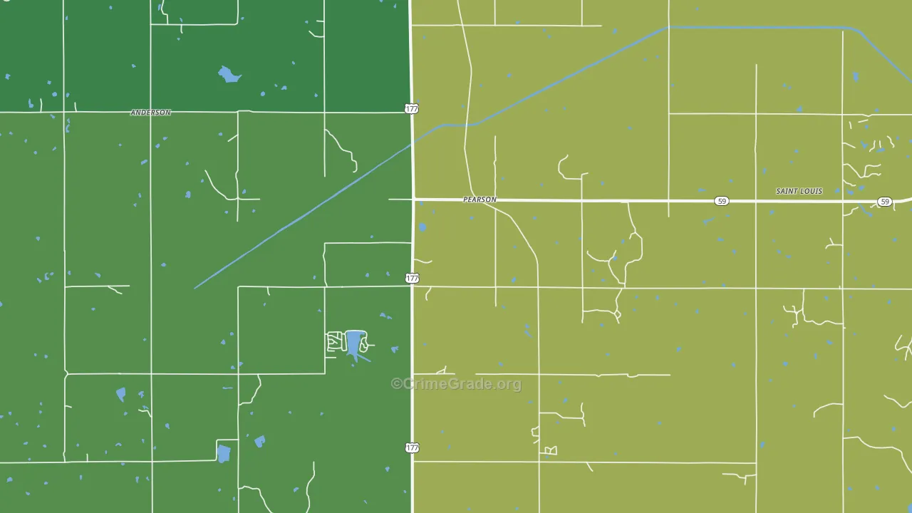 Pearson, OK Map of Robbery Rates