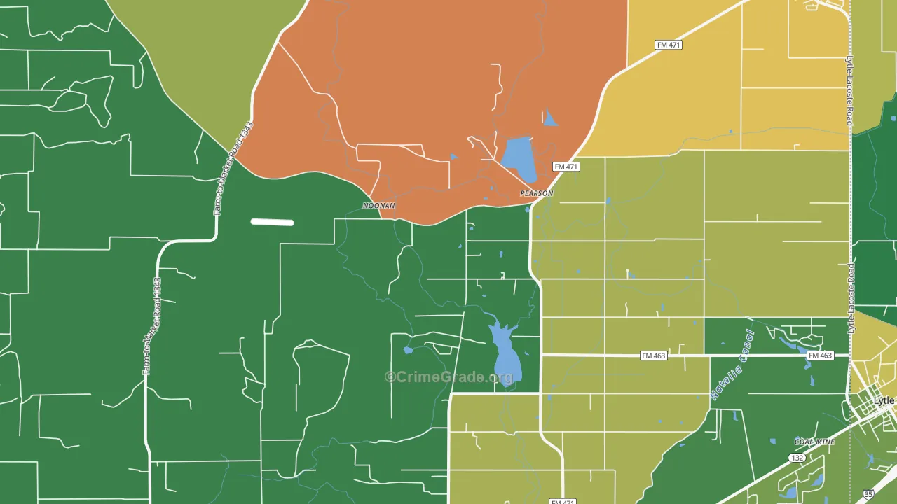 Pearson, TX Map of Robbery Rates