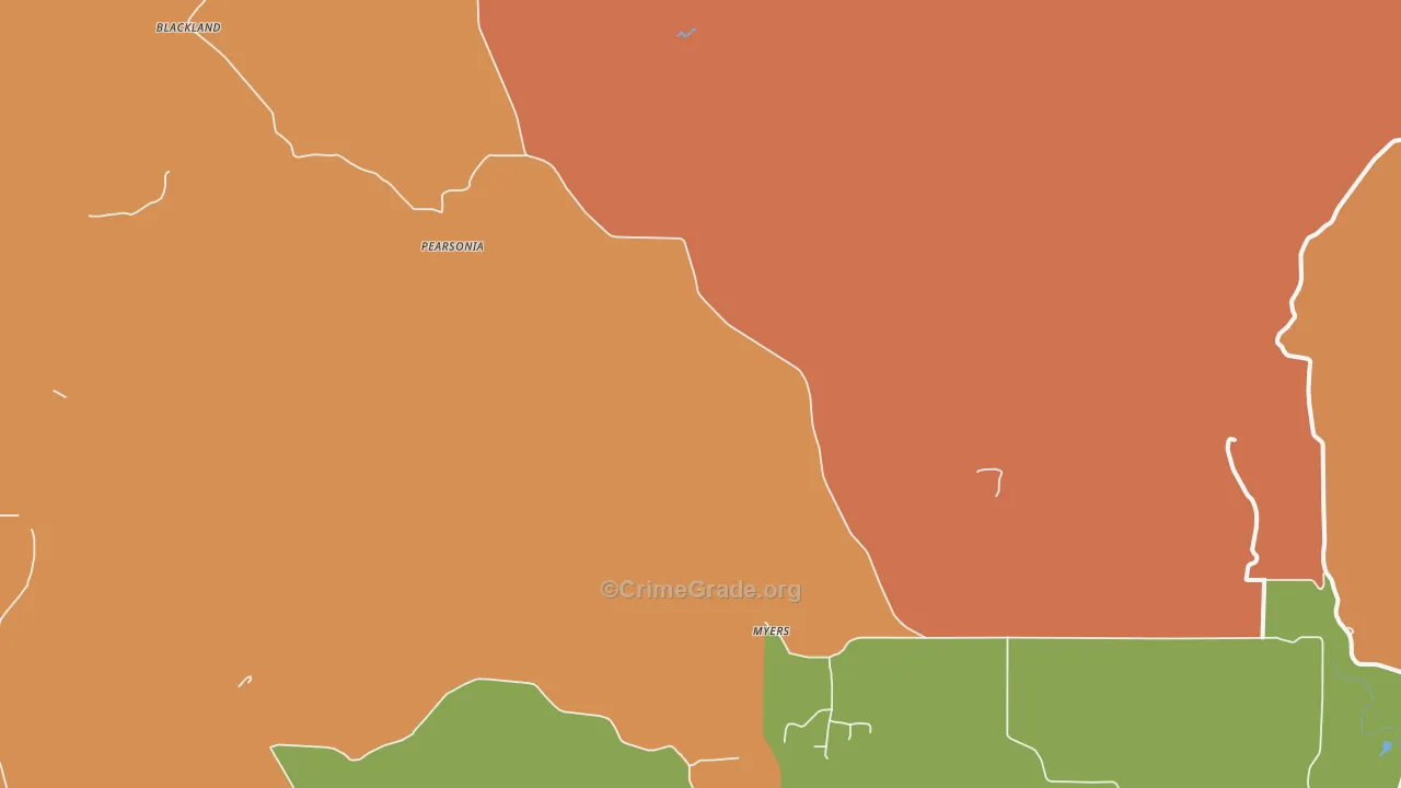 Pearsonia, OK Map of Robbery Rates