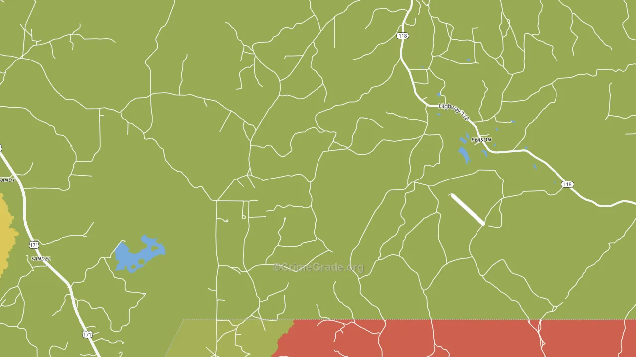 Peason, LA Map of Robbery Rates