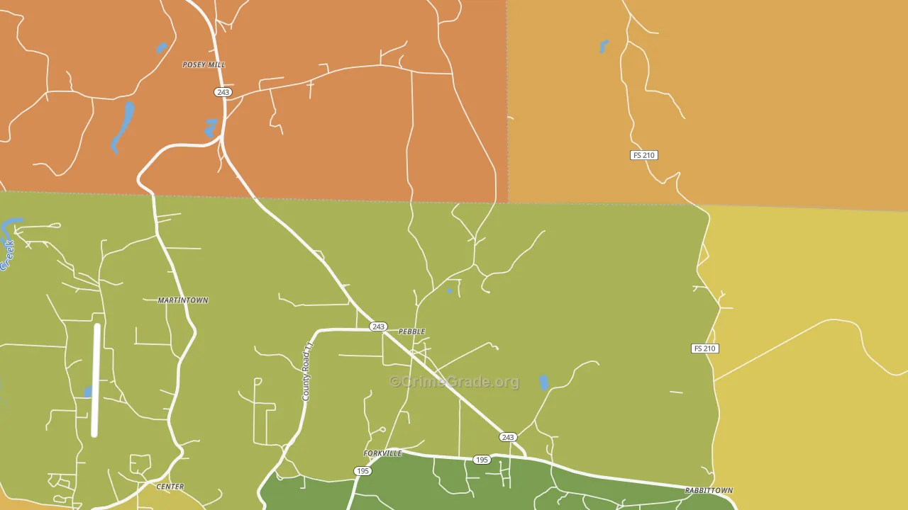 Pebble, AL Map of Robbery Rates
