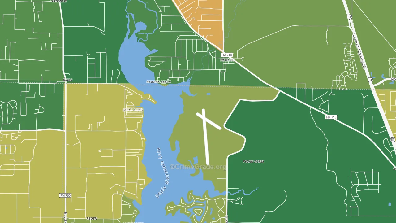 Pecan Acres, TX Map of Robbery Rates