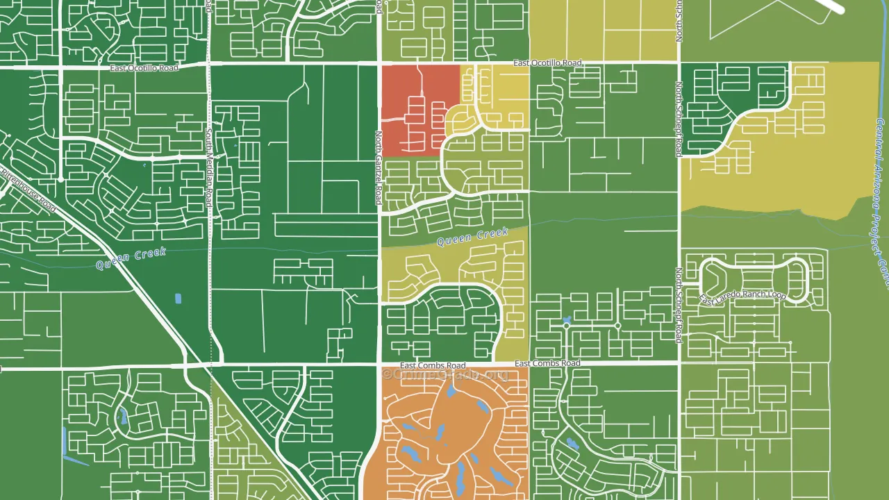Pecan Creek, San Tan Valley, AZ Map of Robbery Rates