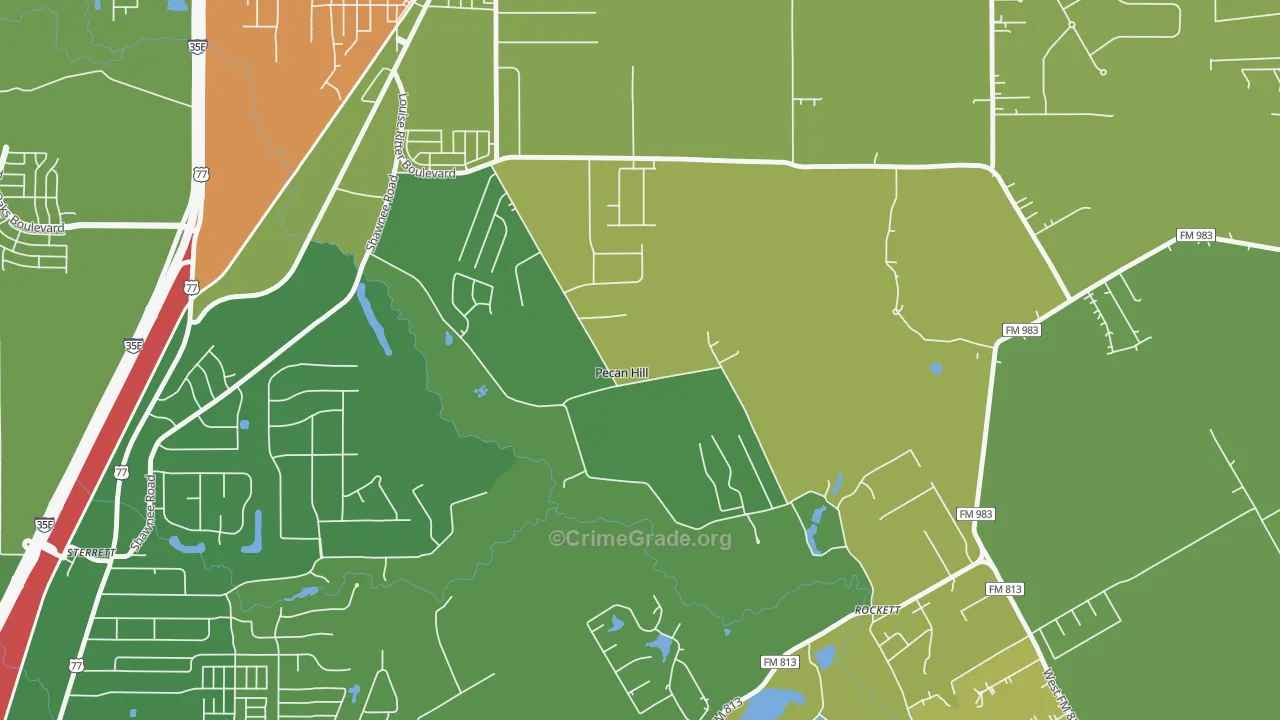 Pecan Hill, TX Map of Robbery Rates