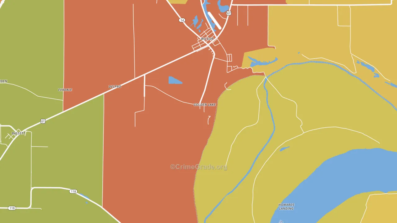 Pecan Point, AR Map of Robbery Rates