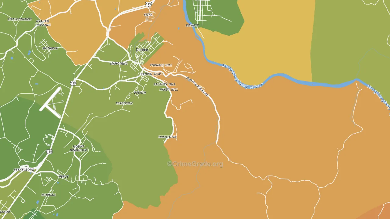 Pechin, PA Map of Robbery Rates