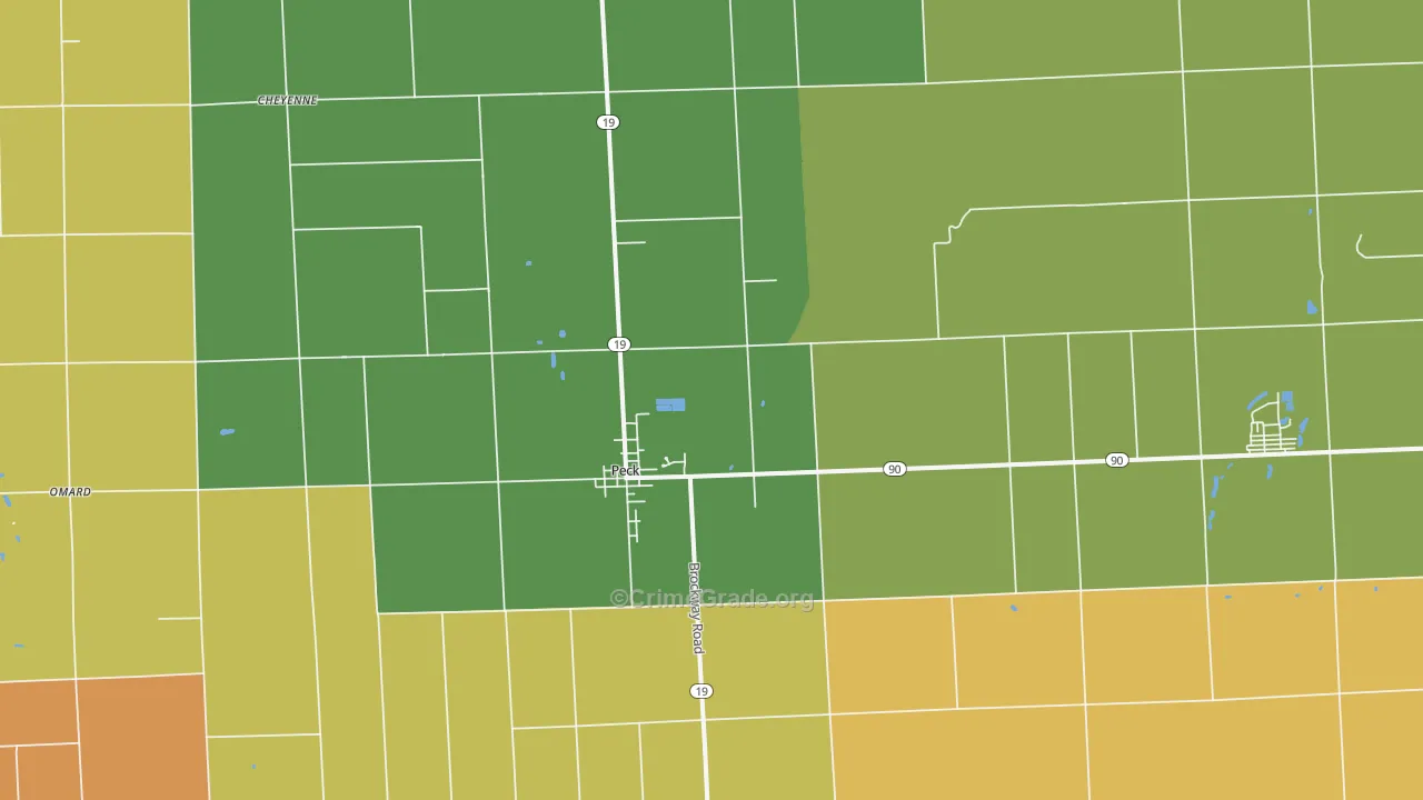 Peck, MI Map of Robbery Rates