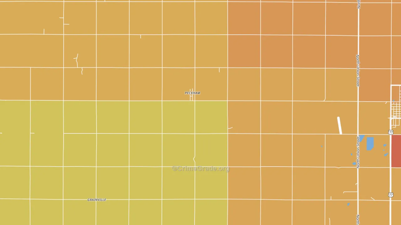 Peckham, OK Map of Robbery Rates