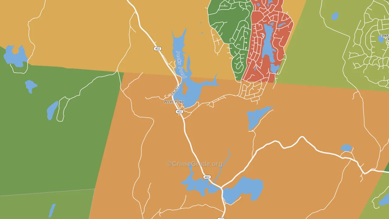 Pecks Pond, PA Map of Robbery Rates
