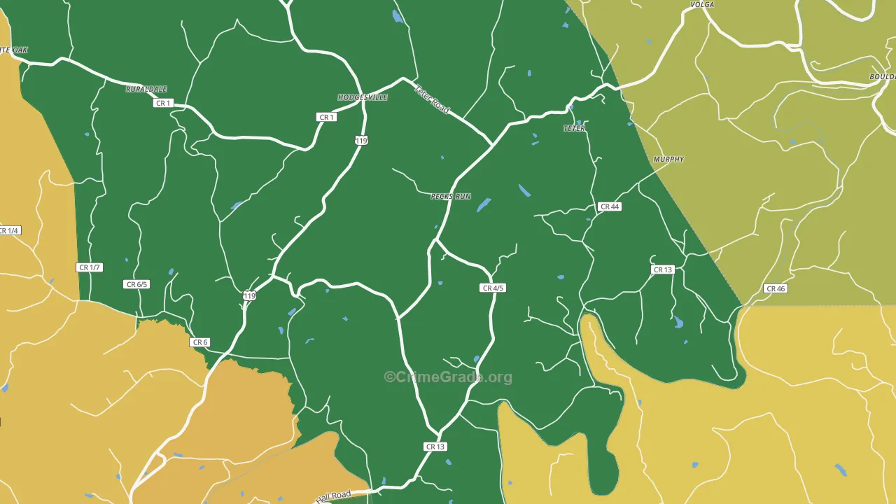 Pecks Run, WV Map of Robbery Rates