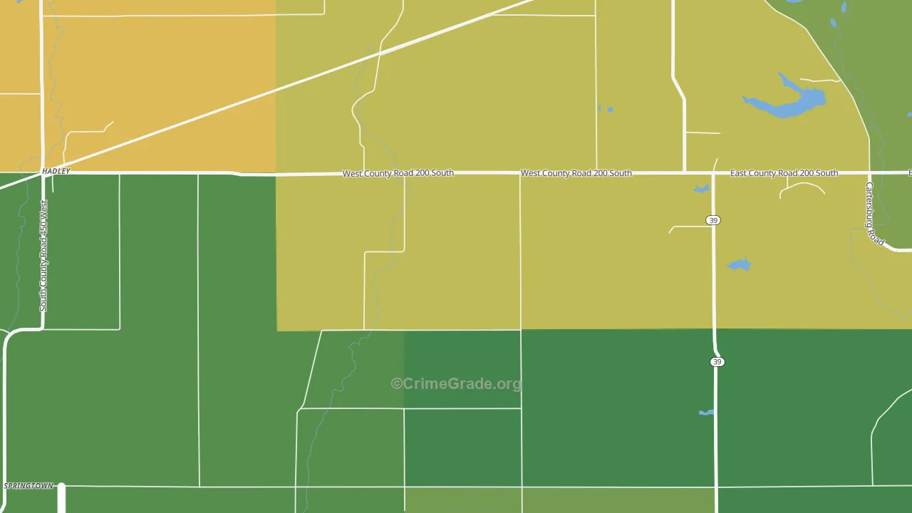 Pecksburg, IN Map of Robbery Rates