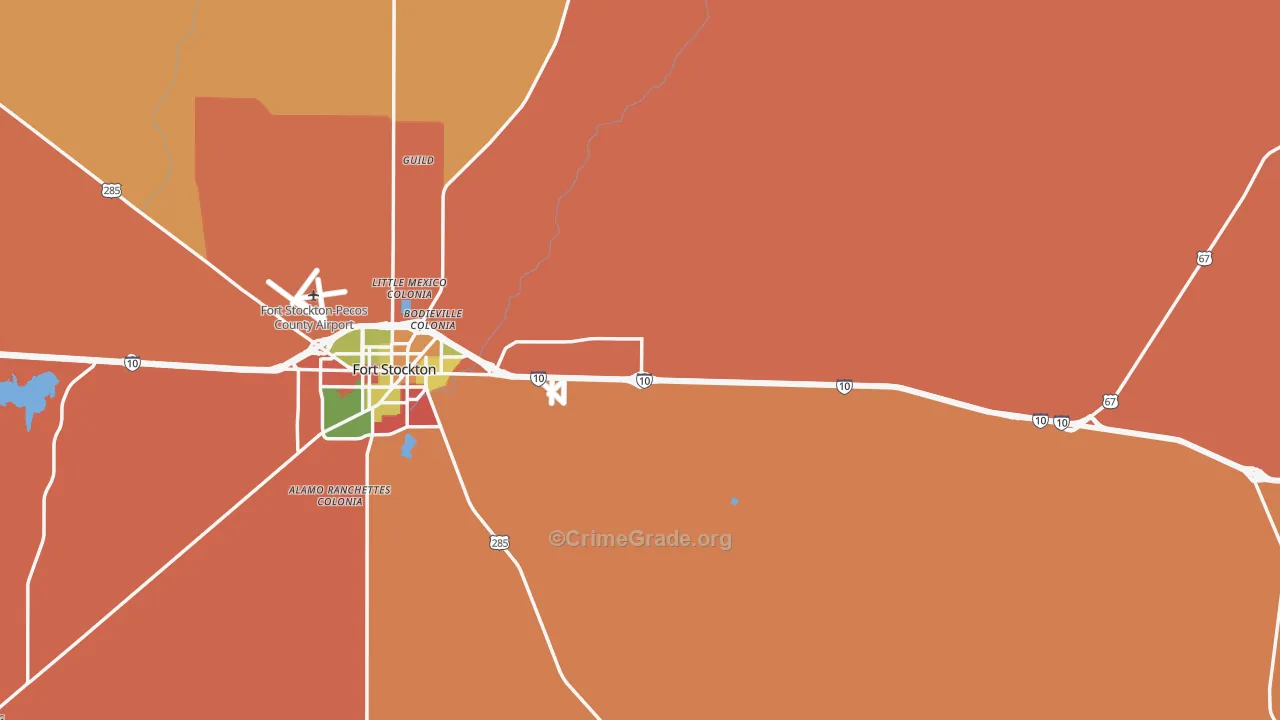 Pecos County, TX Map of Robbery Rates
