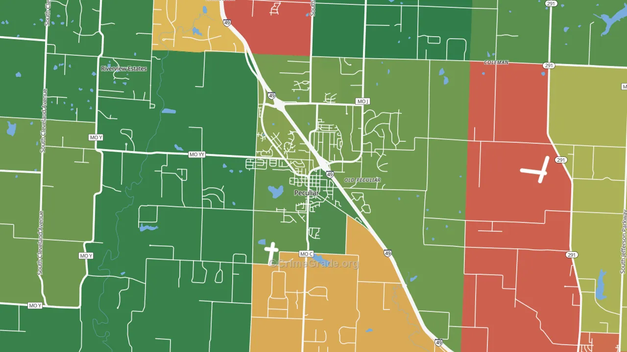 Peculiar, MO Map of Robbery Rates