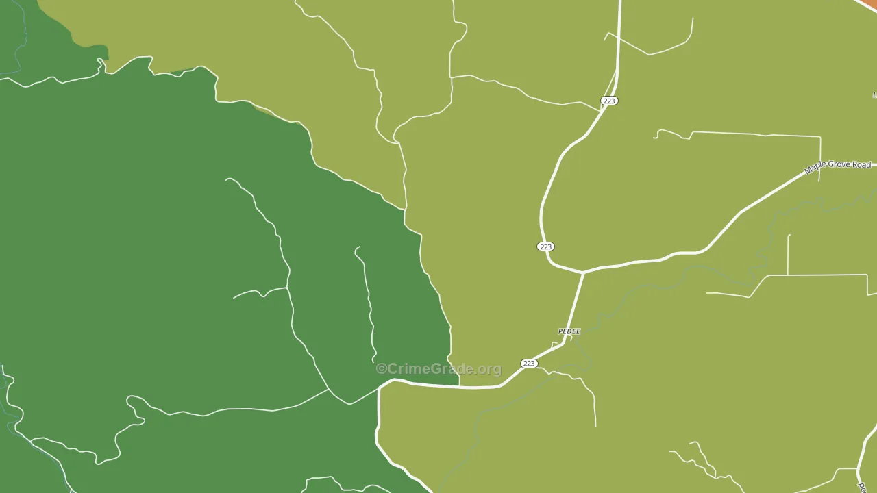 Pedee, OR Map of Robbery Rates
